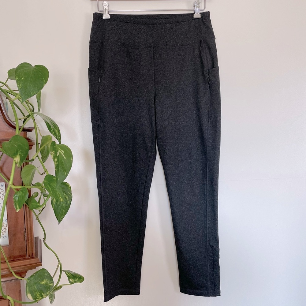 T by Talbots Heather Grey UPF 50+ High-Waisted Leggings Size Large Petite